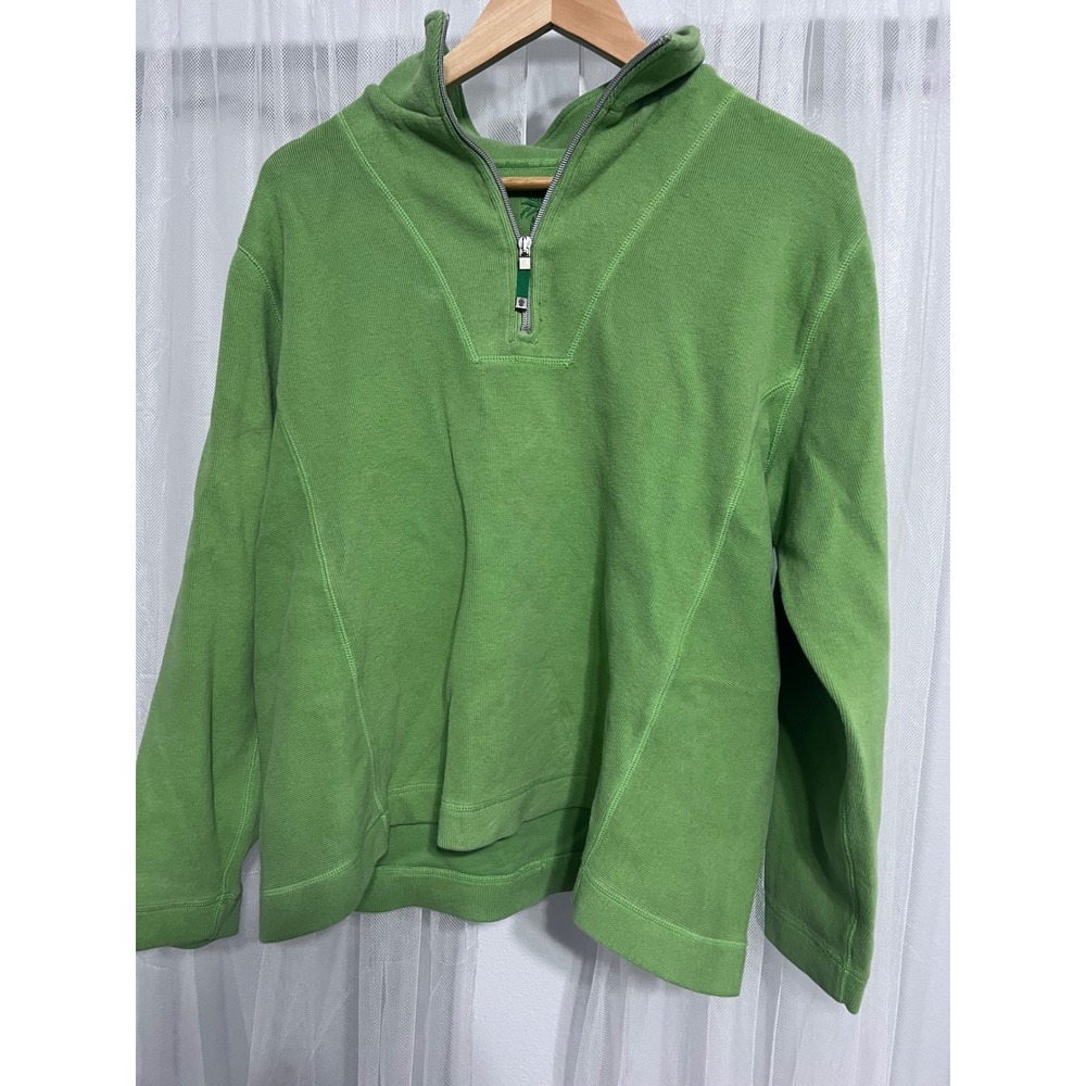 Tommy Bahama Mens Green 1/4 Zip Pullover Sweatshirt XL Pineaple Embroidery
